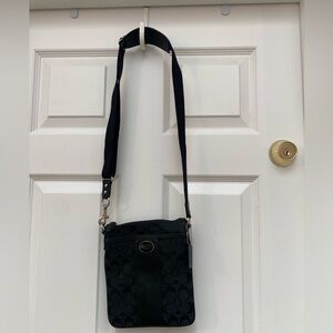 Coach Black Adjustable Crossbody Canvas and Leather Bag